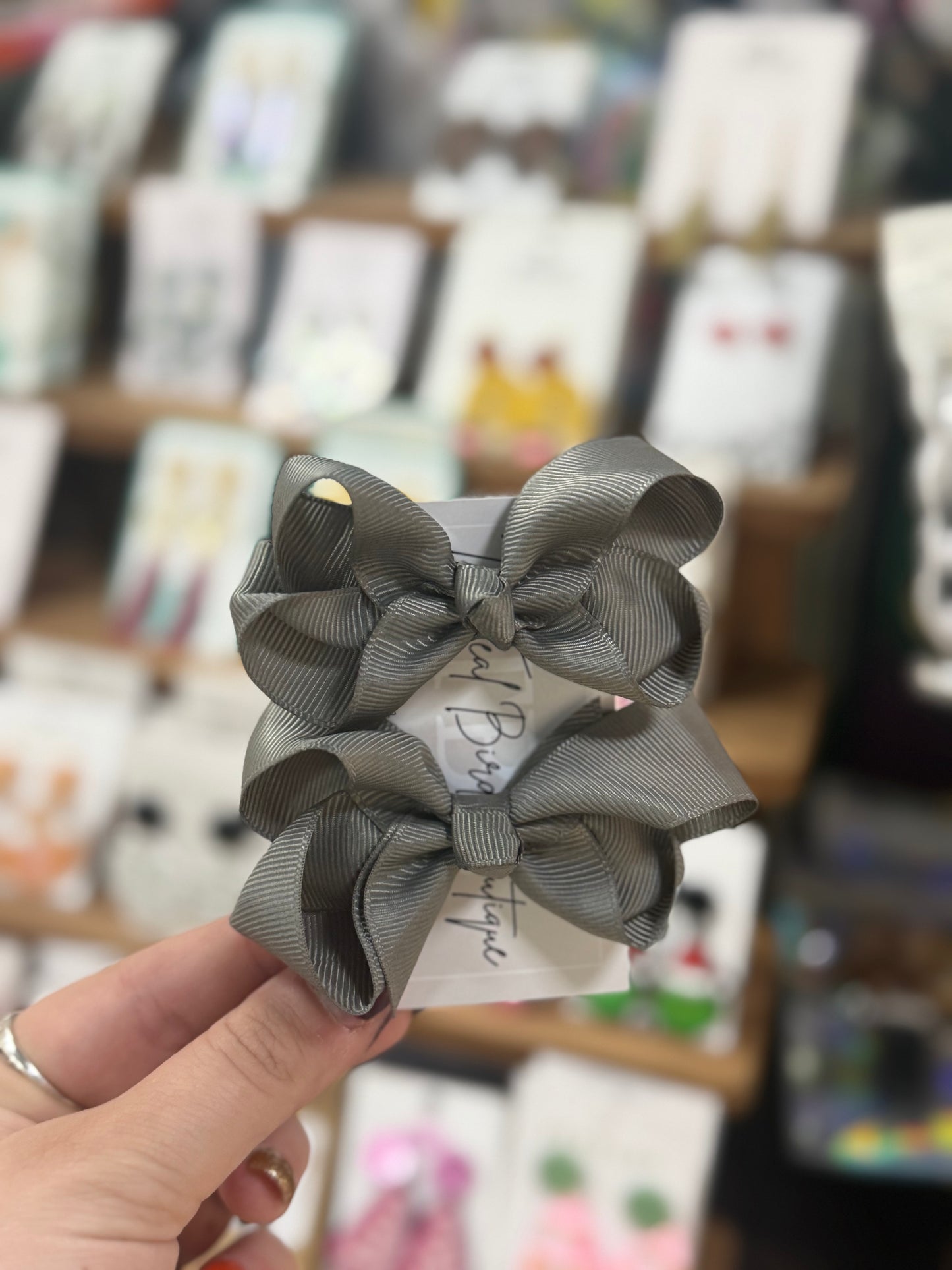 Gray Piggie Hair Bows