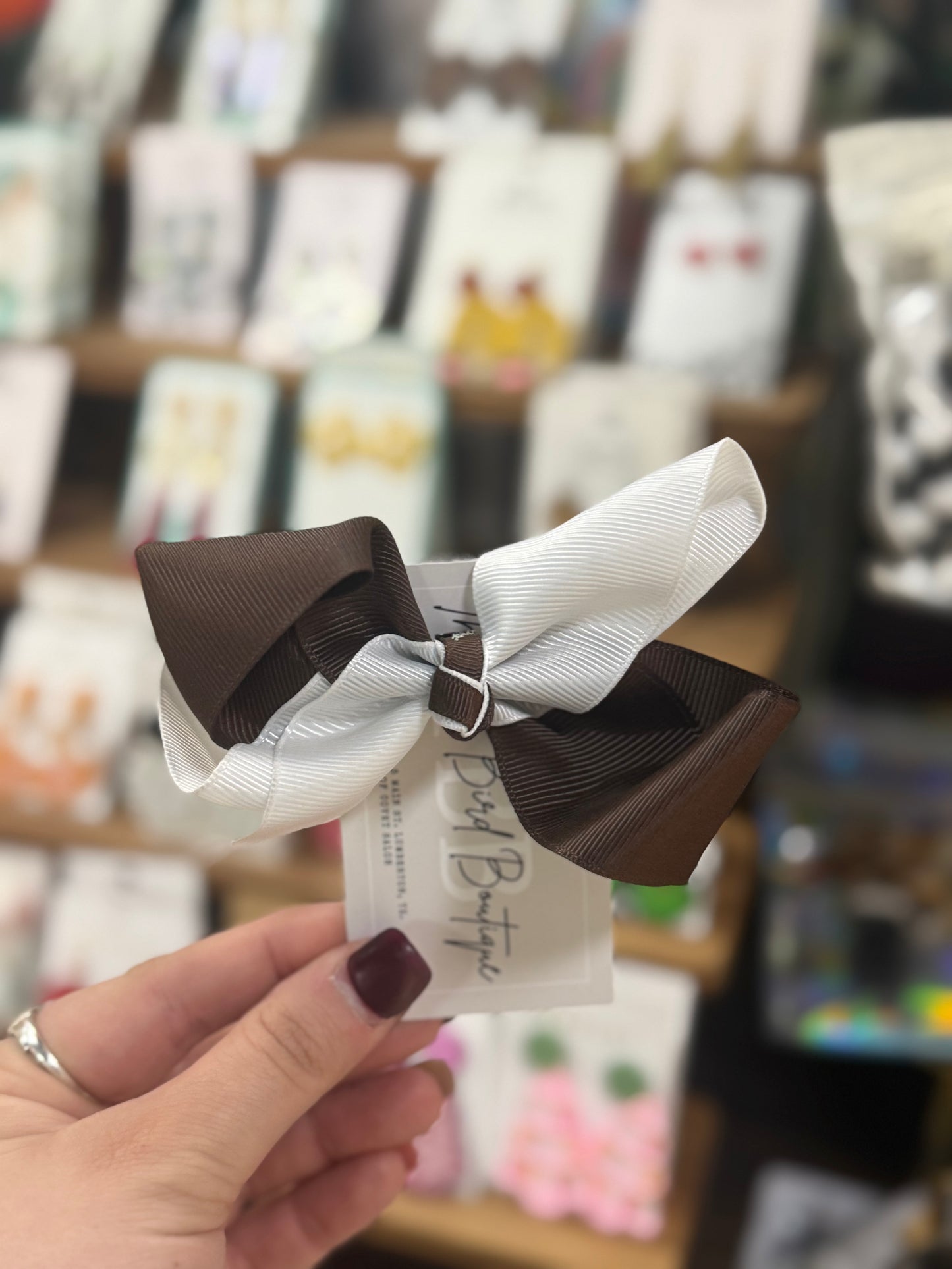 Brown & White 5 in. Hair Bow