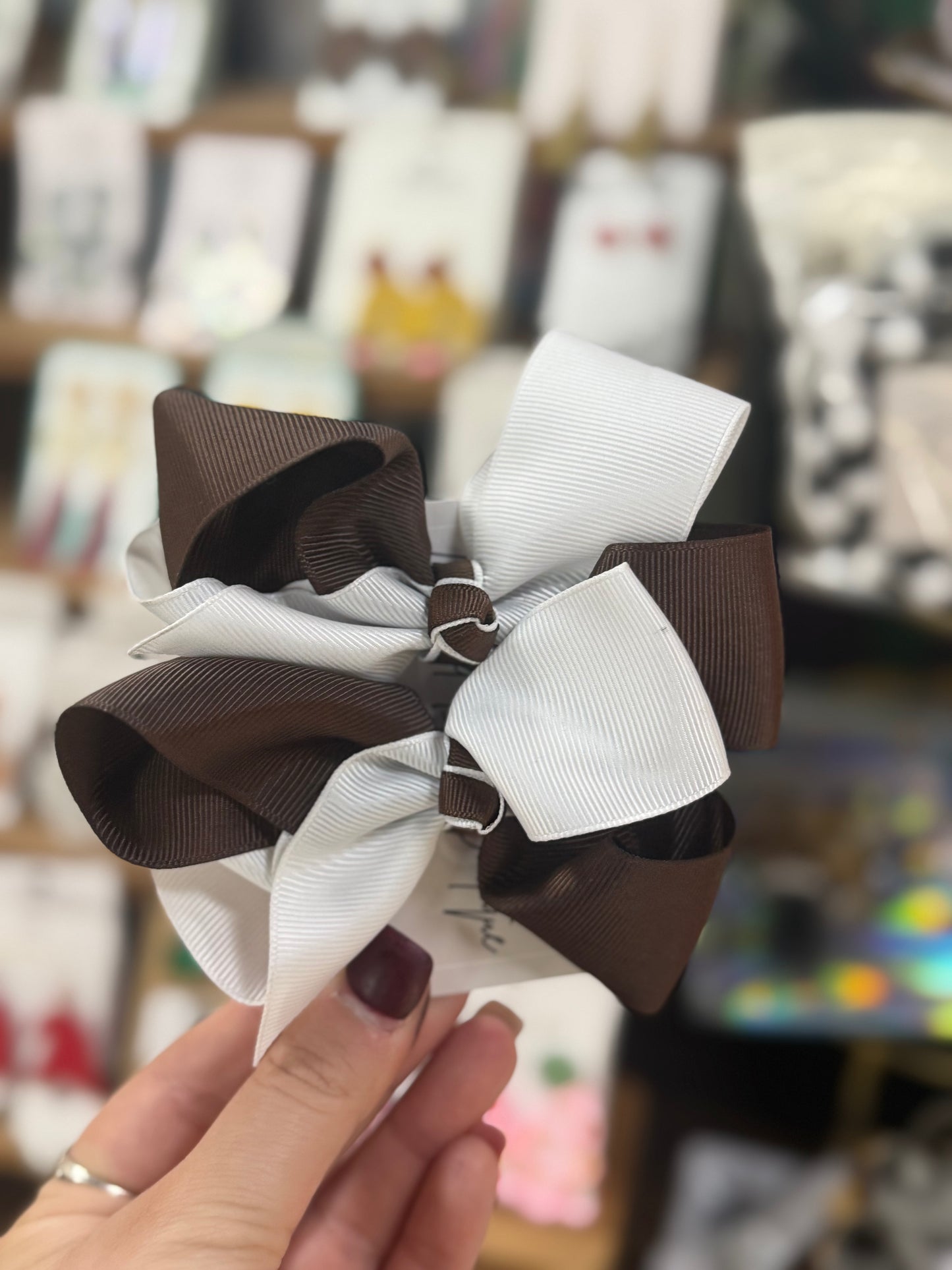 Brown & White 4 in. Piggie Hair Bows