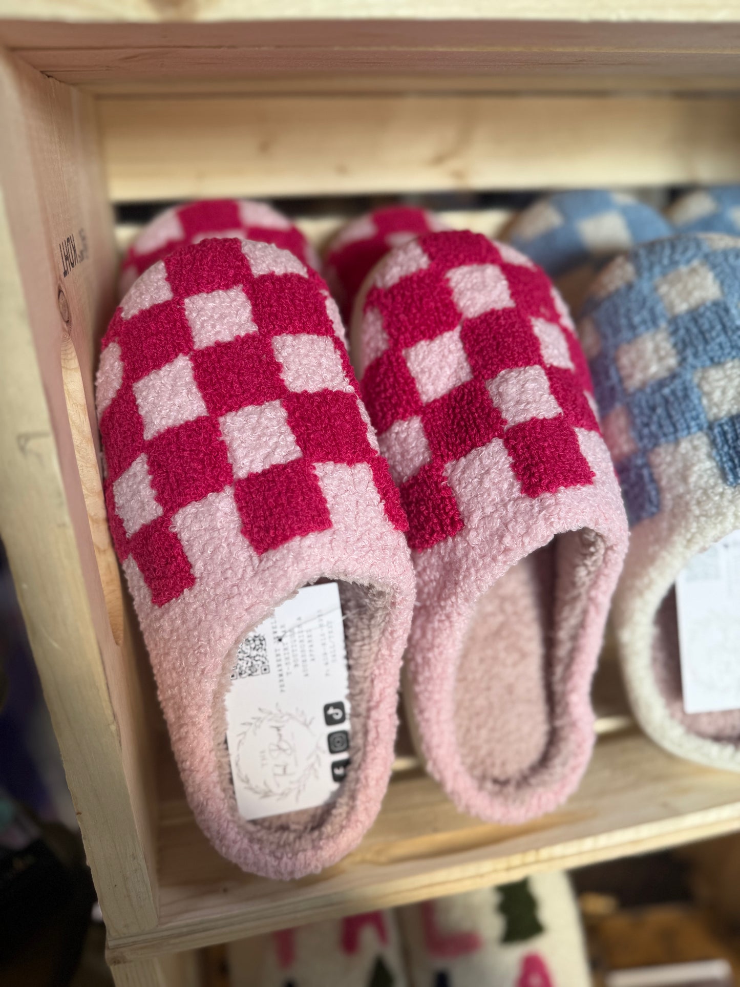 Pink Checkered Slippers