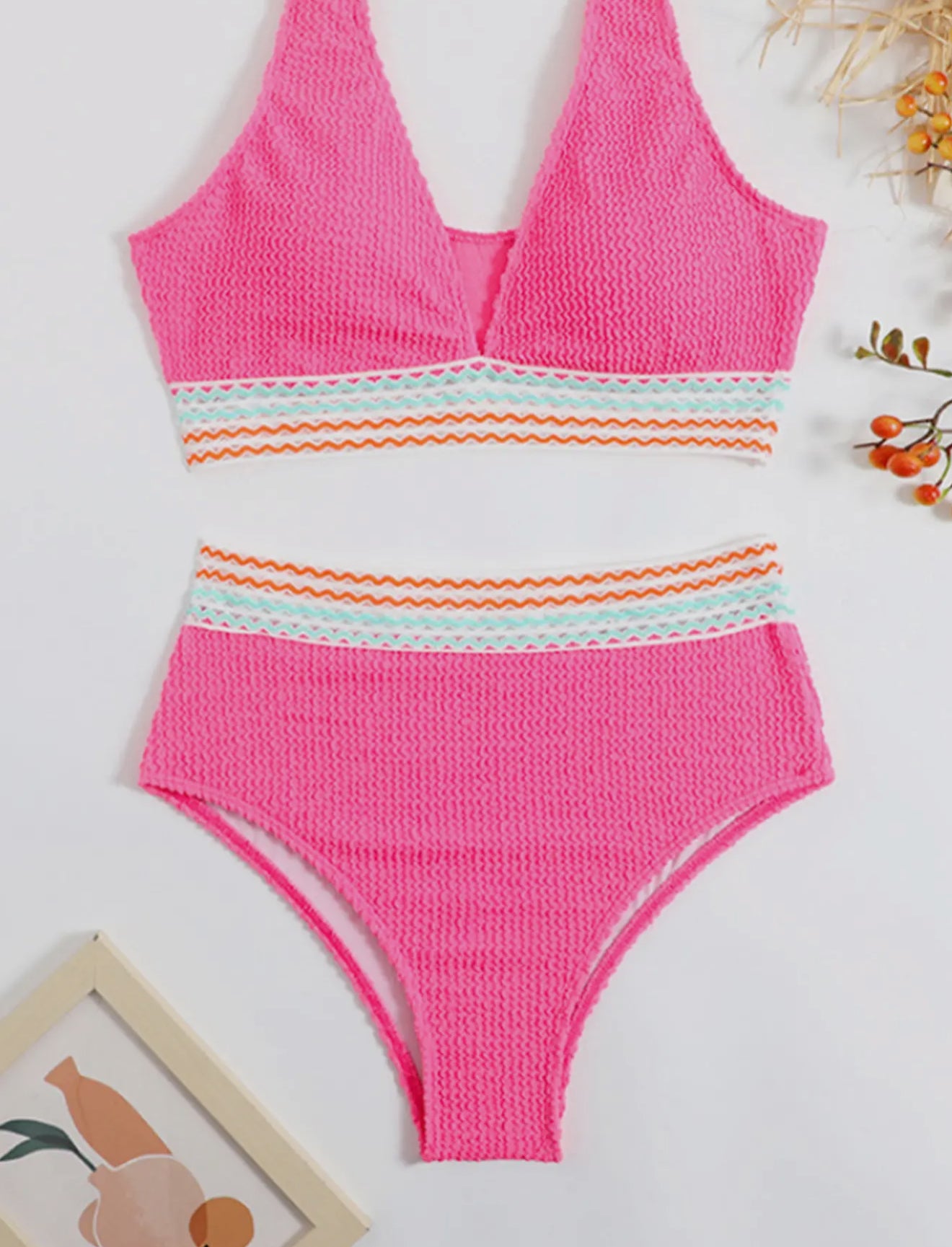2-Piece High Waisted Knitted Swimwear