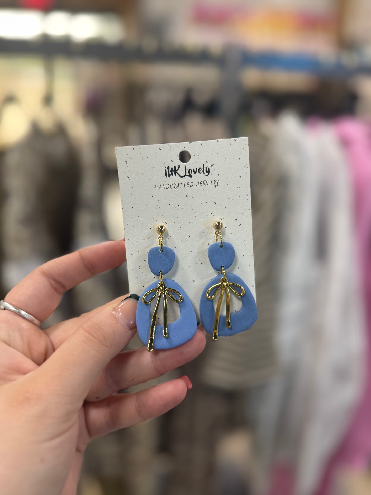 Preppy Blue Bow Dangles