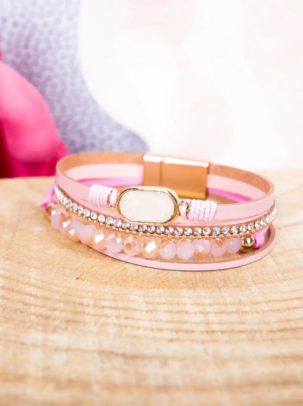 Sienna Pink Multi Strand Magnetic Bracelet