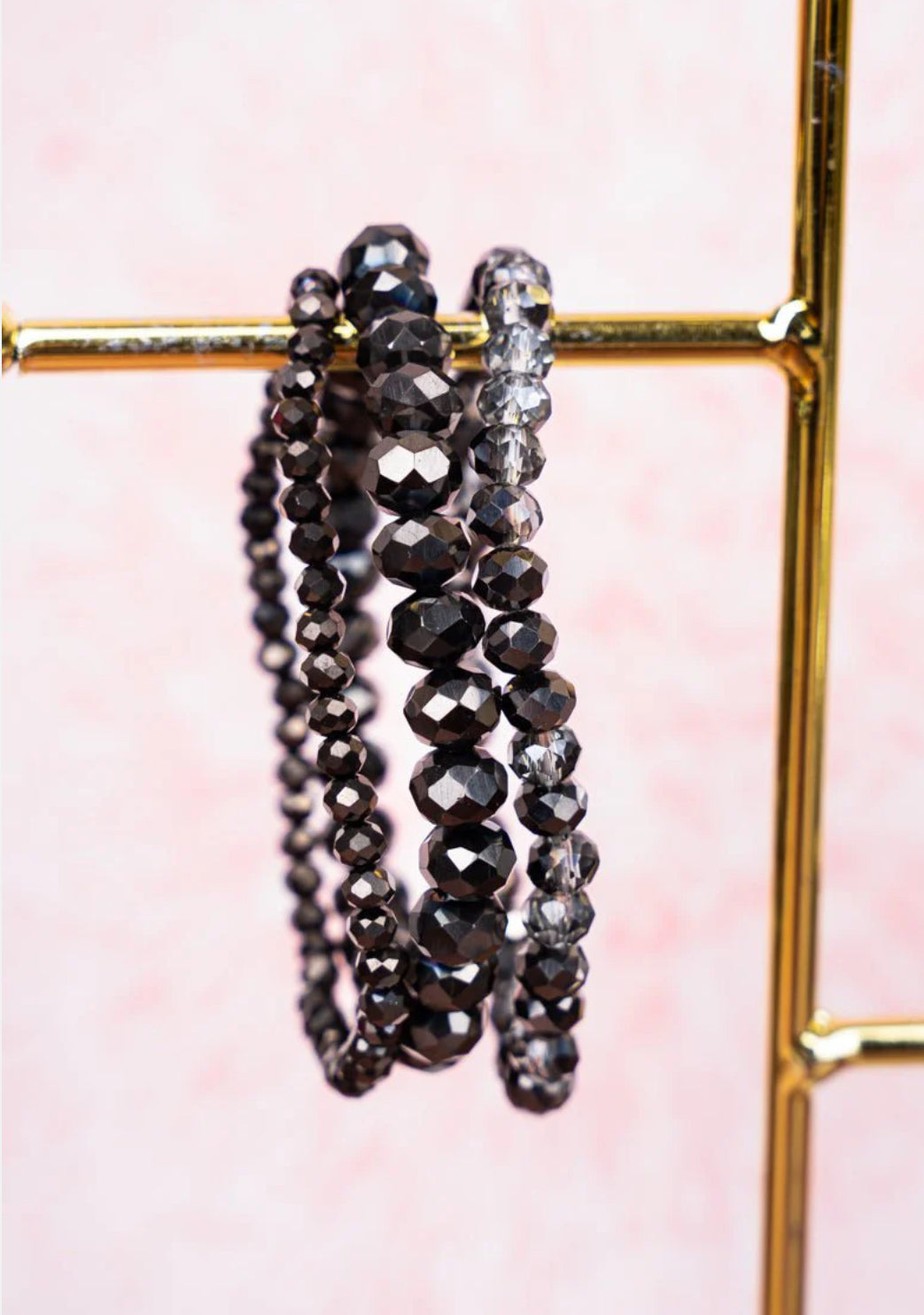 Black Hematite Beaded Bracelet Set
