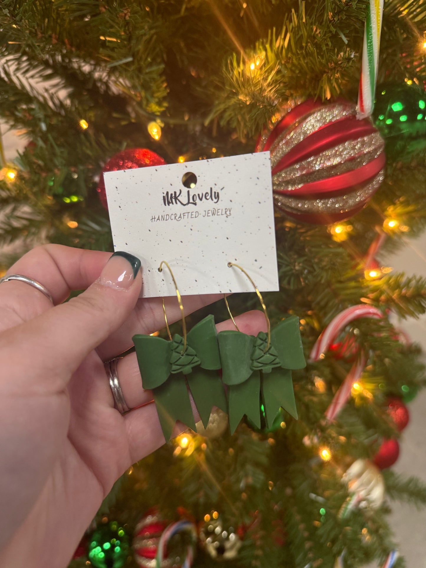 Christmas Tree Bow Hoops