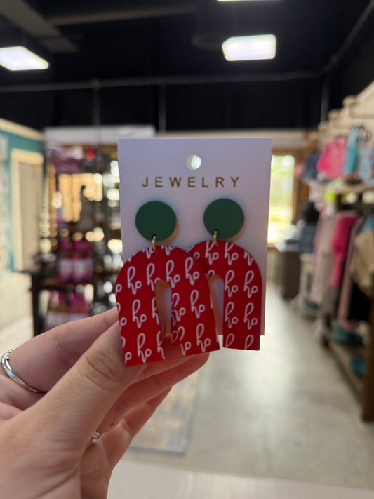 Green & Red Ho Ho Ho Earrings