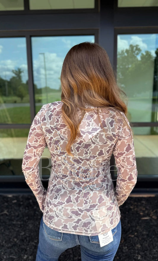 Duck Camo Mesh Long-sleeve Top