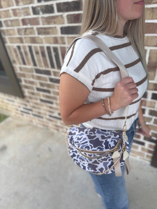 Camo Double Zip Crossbody Bag