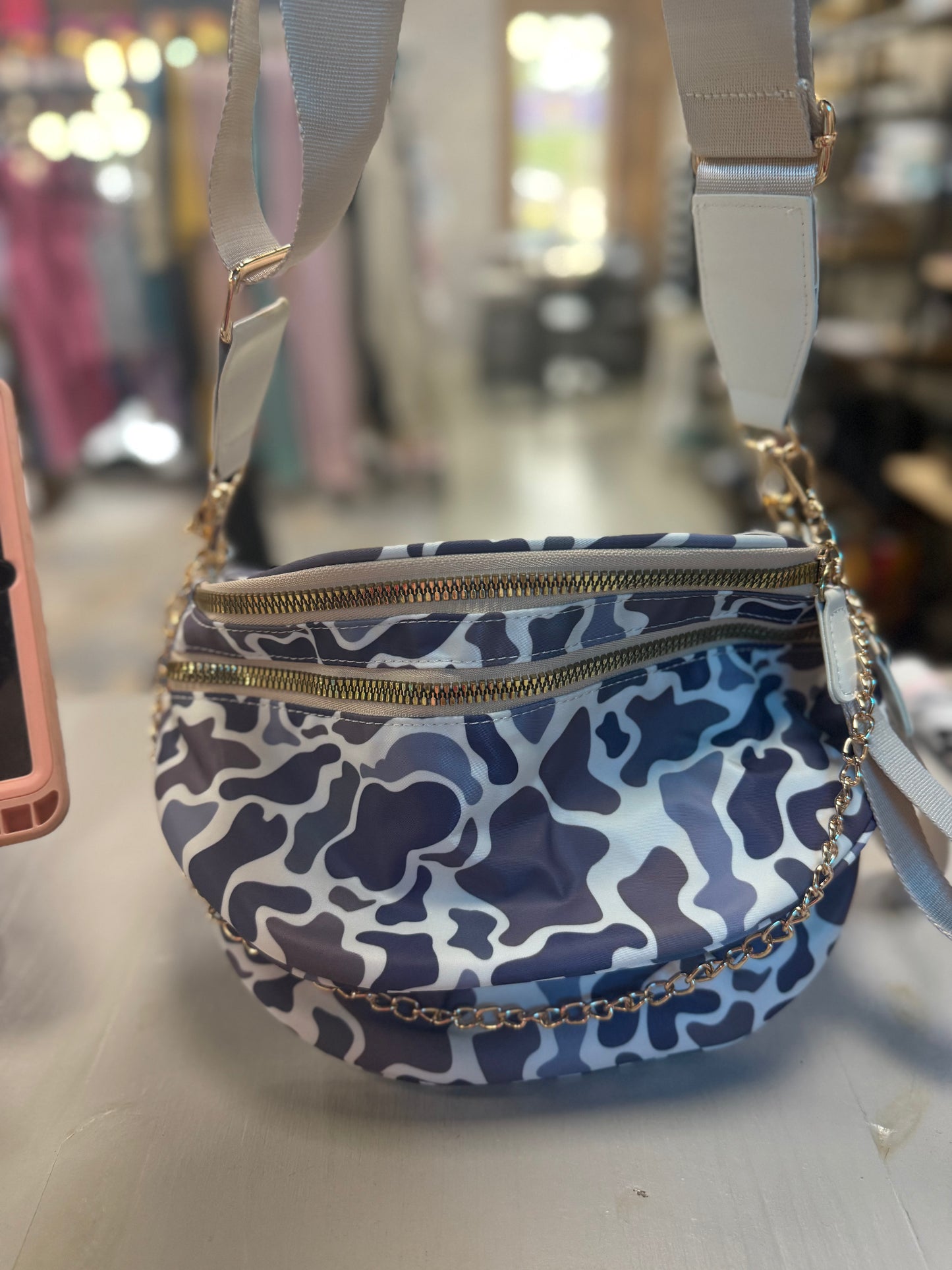 Camo Double Zip Crossbody Bag