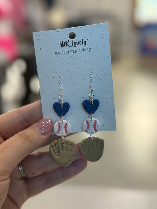Baseball Glove Dangle Earrings
