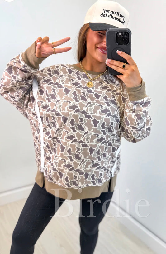 Duck Camo Front Slit Pull Over