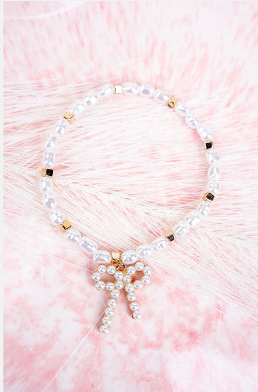 All Your Charms Pearl Bow Bracelet Set