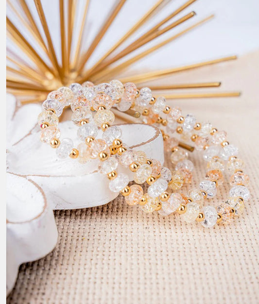 Sparkle & Shine Peach Beaded Bracelet Set