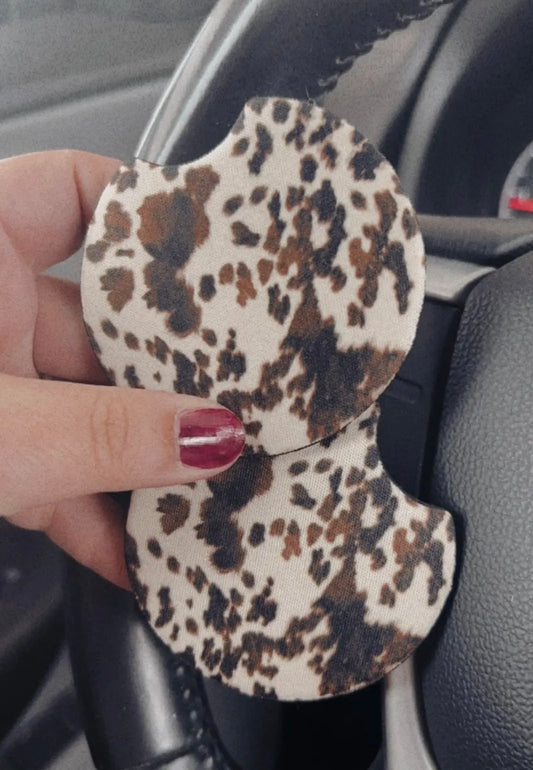 Car Coaster Set: Cow Print
