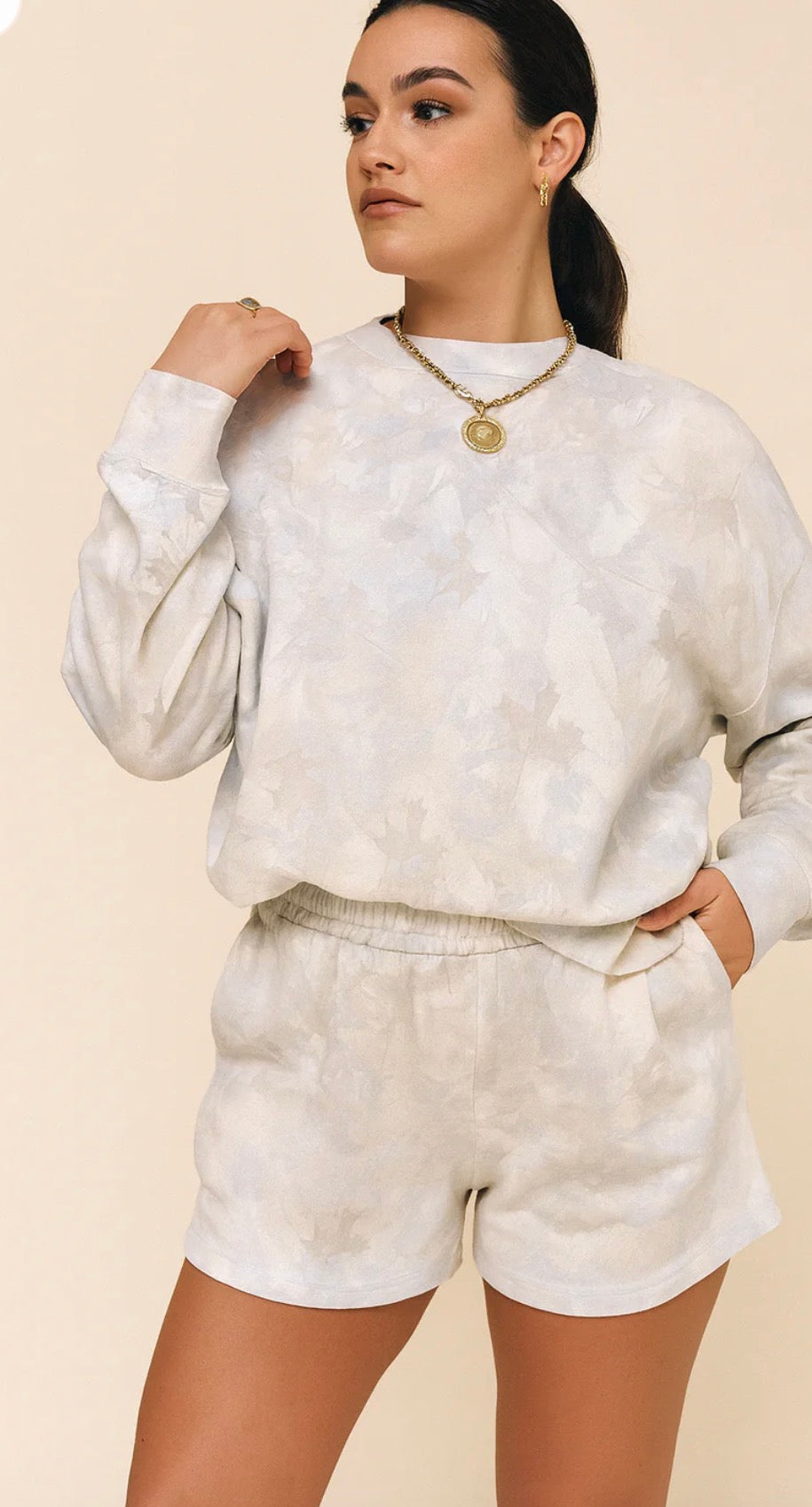 Beige Camo Pullover Set