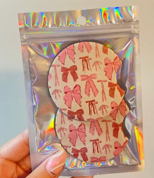 Car Coaster Set: Pink & Red Bows