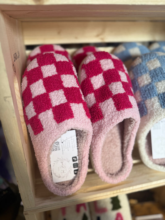 Pink Checkered Slippers