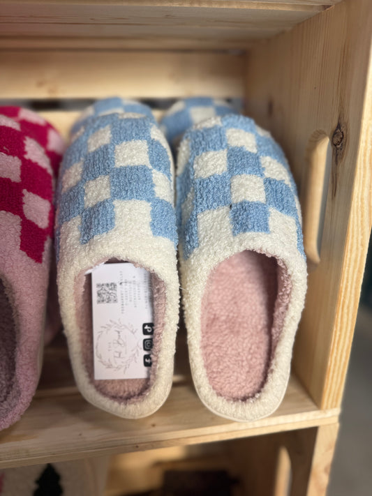 Blue Checkered Sandals