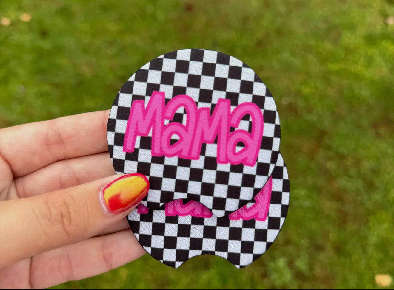 Car Coaster Set: Checkered Mama