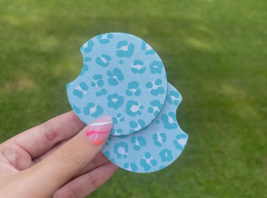 Car Coaster Set: Blue Cheetah