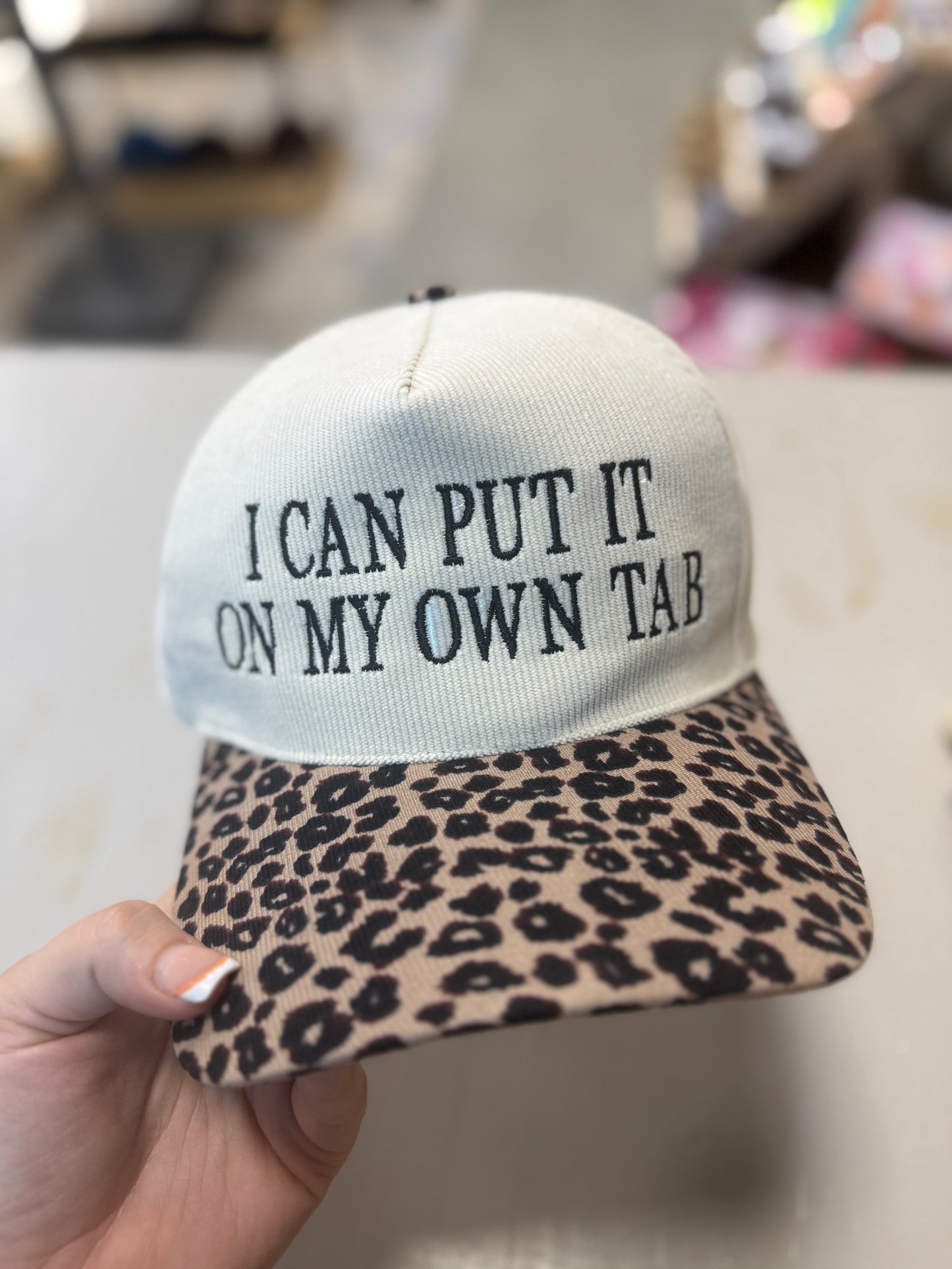 I can put it on my own tab Embroidered Cap