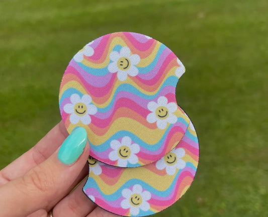 Car Coaster Set: Groovy Floral