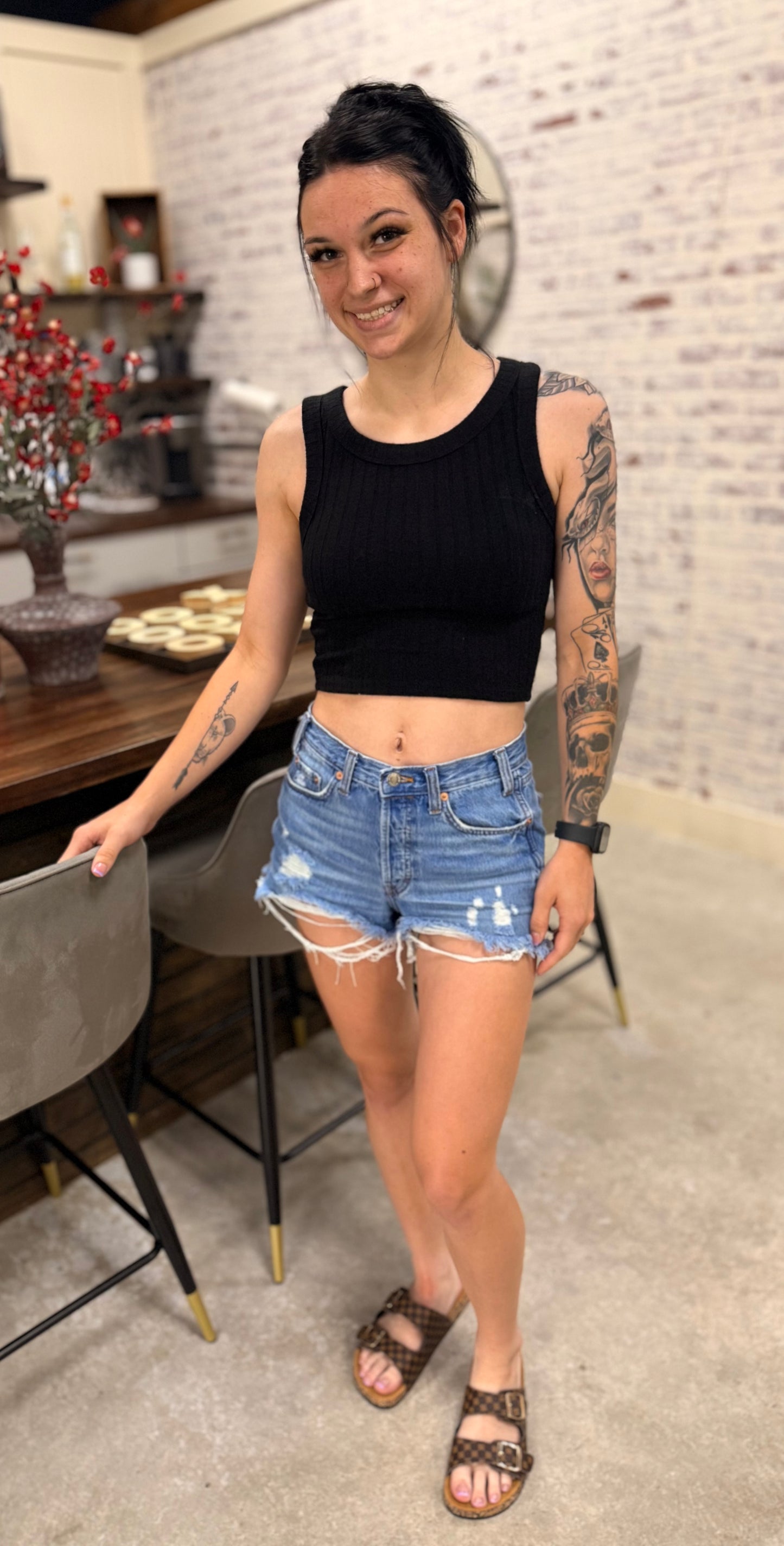 Ribbed Boat Neck Cropped Top