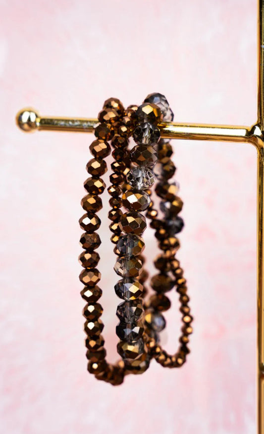 Bronze Hematite Beaded Bracelet Set