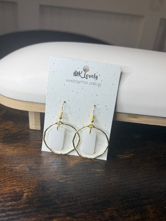 Modern Gold & White Dangles