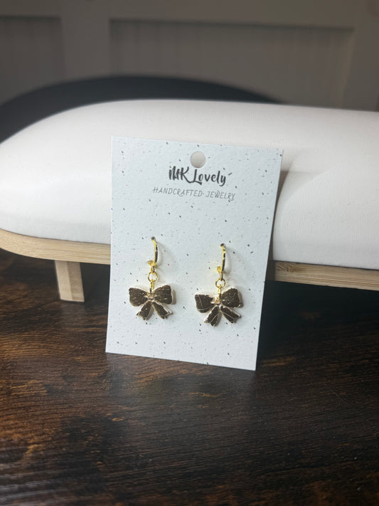 Gold Bow Dangle Earrings