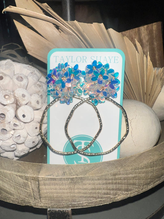 Iridescent Flower Hoops