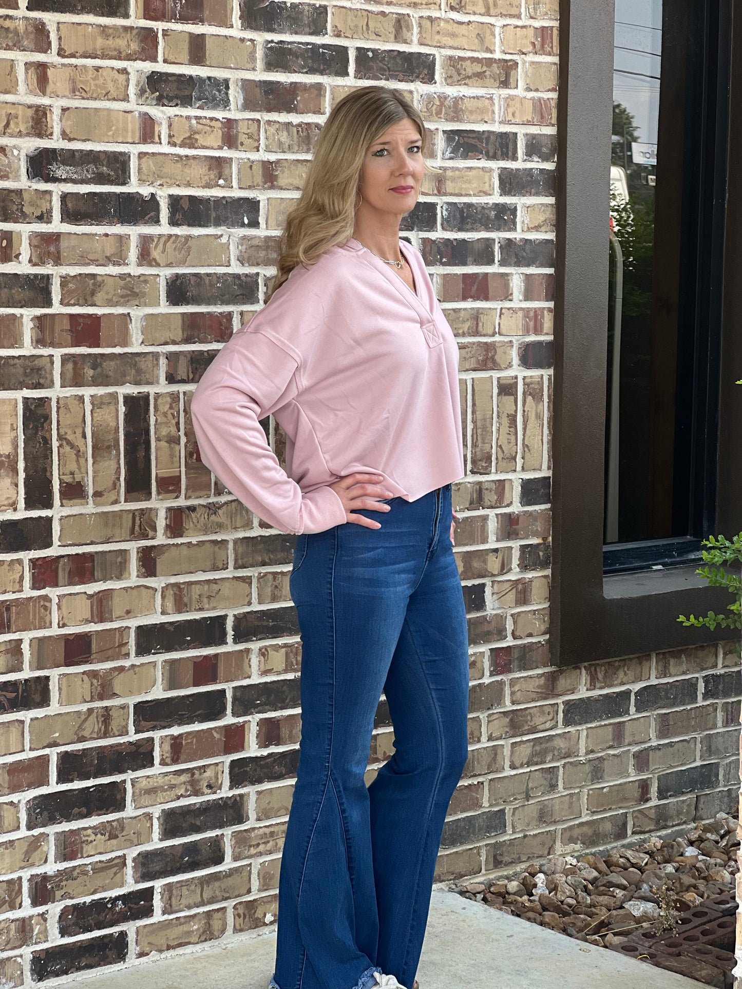 Rowan Raw Hem Hoodie Sweatshirt in Blush