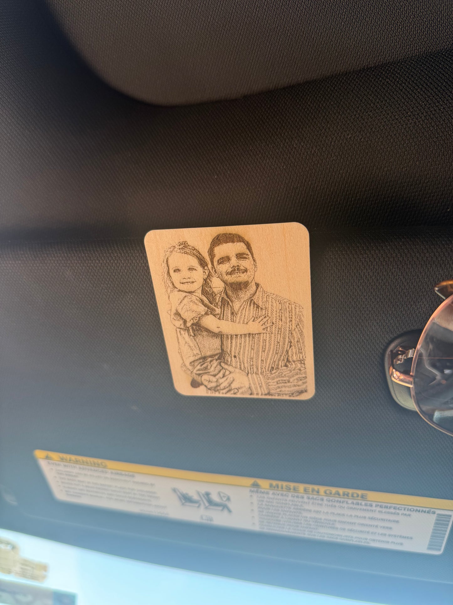 Customized Photo Wooden Engraved Car Visor Clips