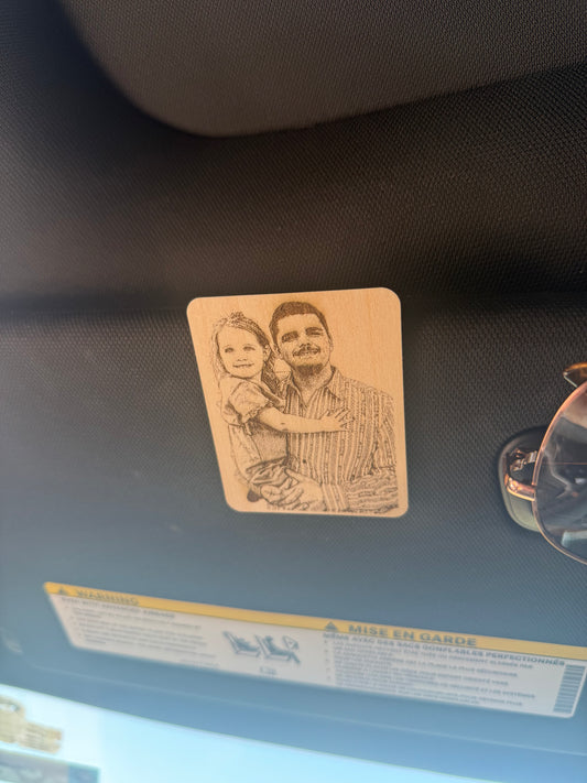 Customized Photo Wooden Engraved Car Visor Clips