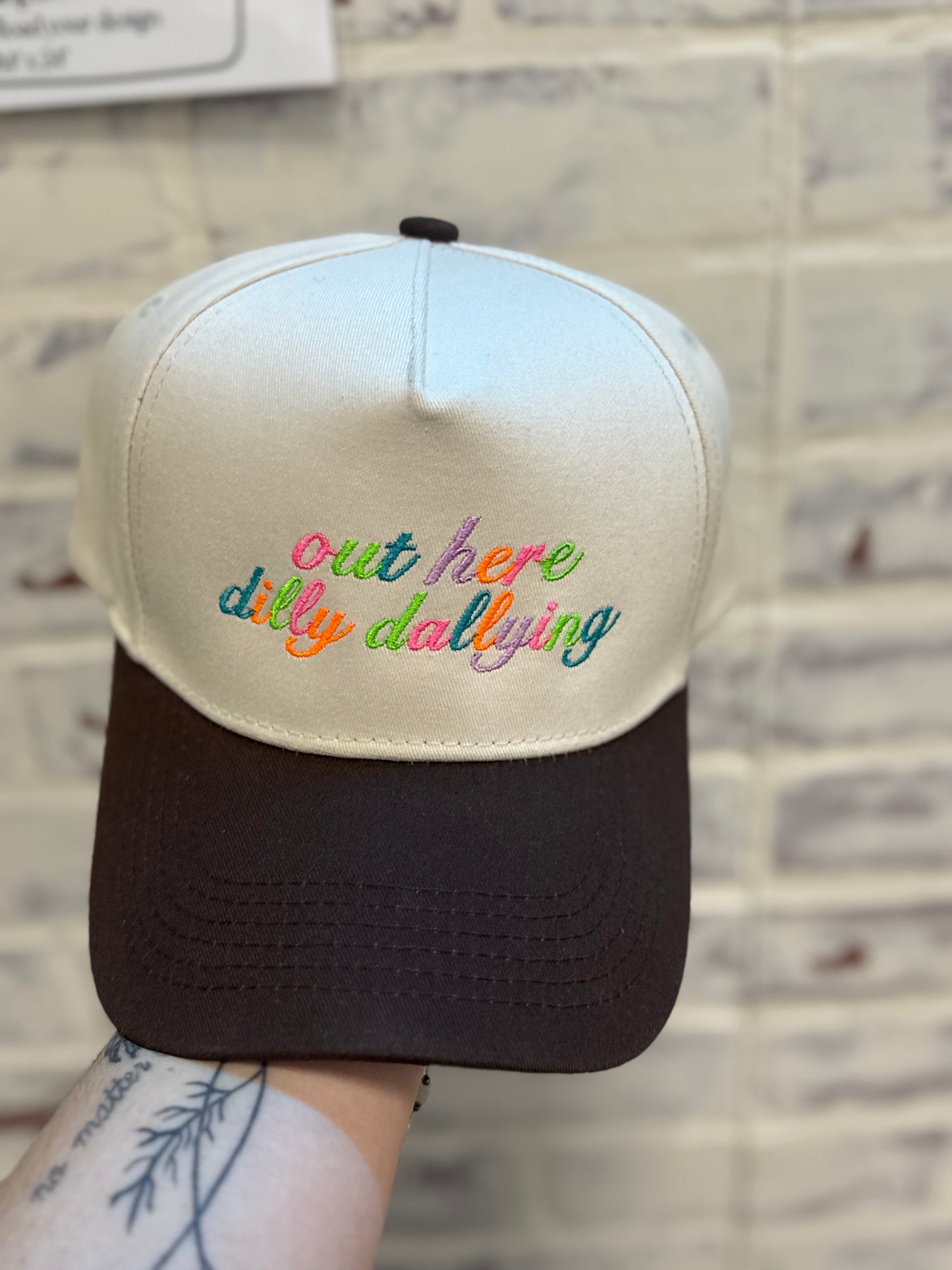 Out here Dilly Dallying Embroidered Hat