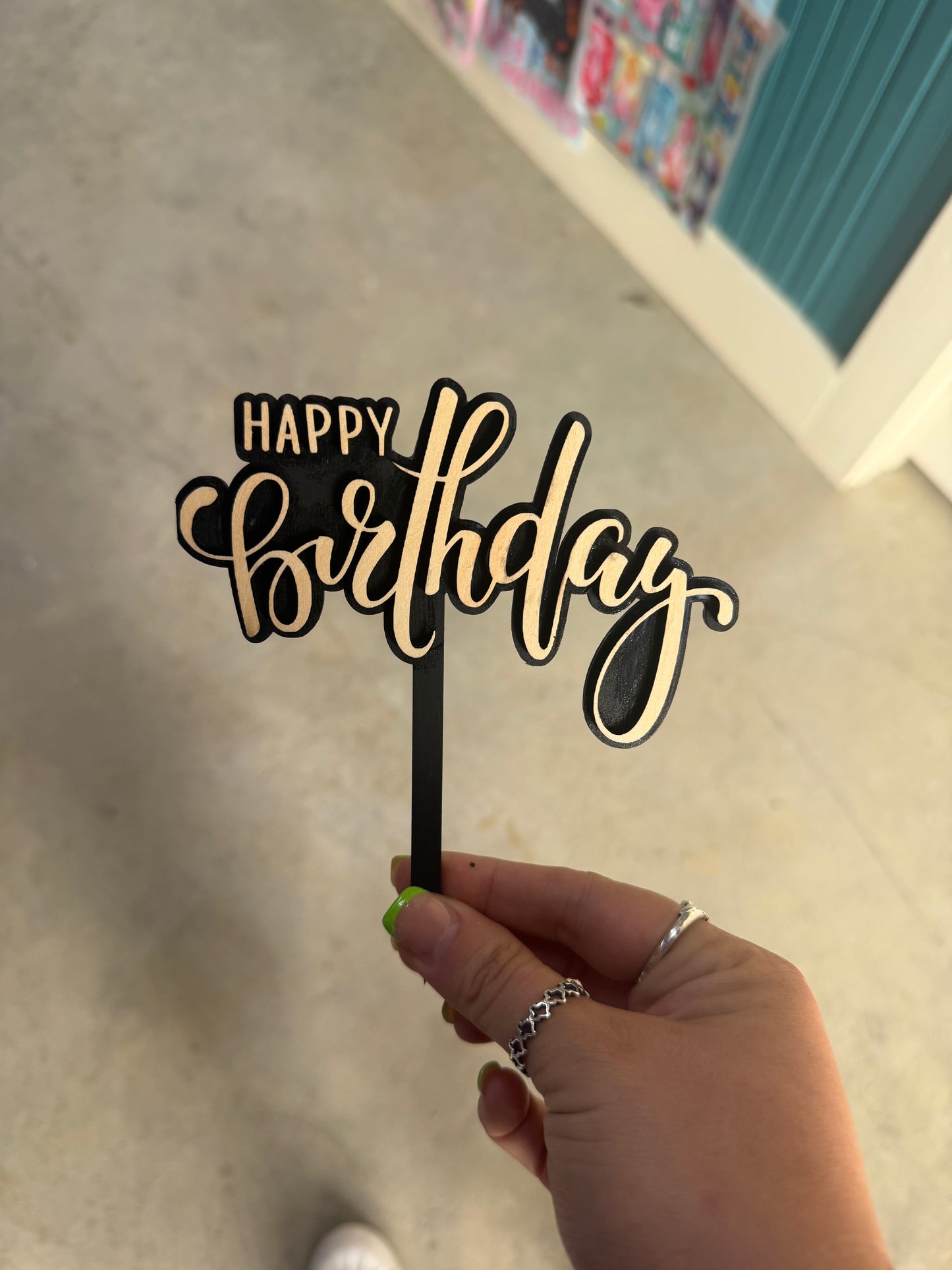 Wooden HBD Cake Topper