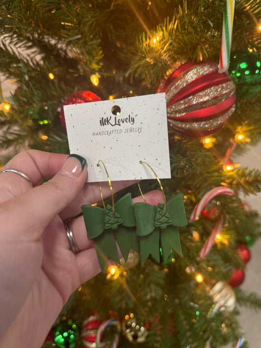 Christmas Tree Bow Hoops